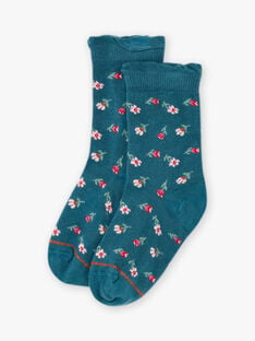 Girl's blue flower socks BOPUETTE / 21H4PF91SOQ714