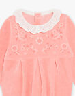 Pink velvet romper with floral embroidery DEBOMBA / 22H5BF25GRE404