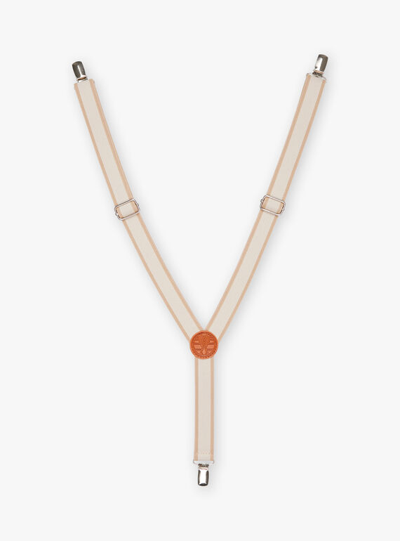 Off white and beige leather detail pant straps FREBRETAGE / 23E4PGI1BRE001