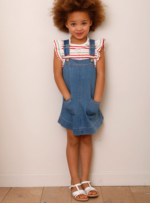 Striped dungarees dress and T-shirt set ZOCHUETTE / 21E2PFJ1ENSP269
