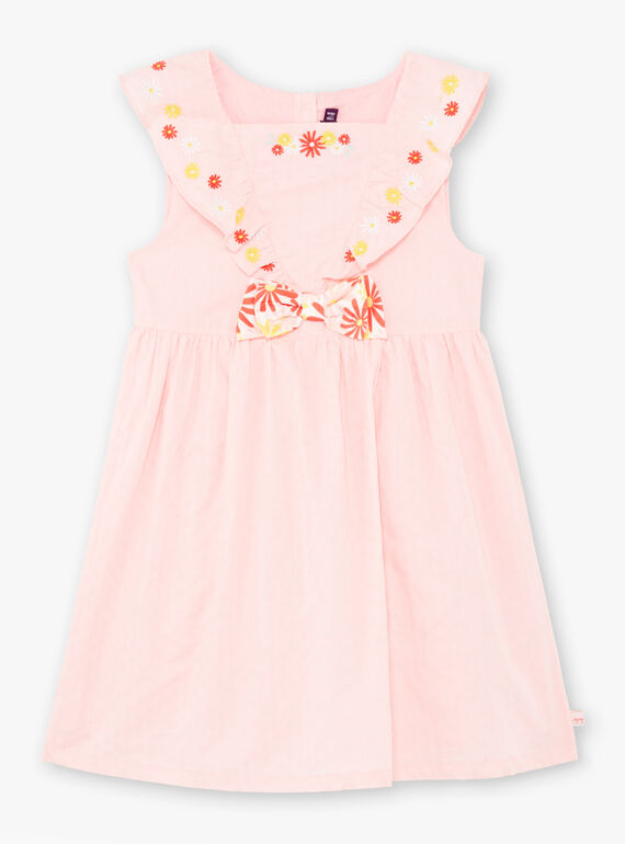 Girl's pink sleeveless embroidered dress TAYEKETTE / 20E2PFZ5ROB312