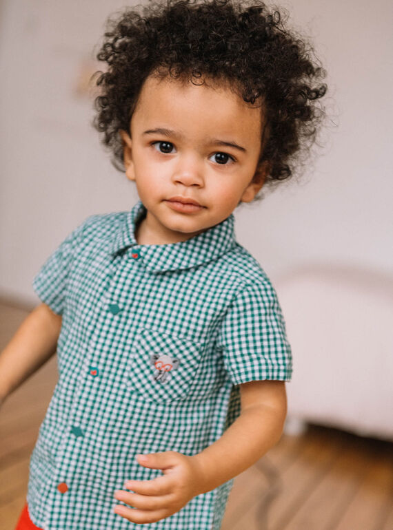 Baby boy green and white gingham shirt CATARCEL / 22E1BGM1CHMG627