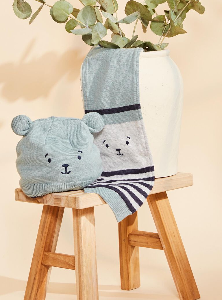 Heather grey scarf with stripes print FILUDO / 23E4BG51ECH614