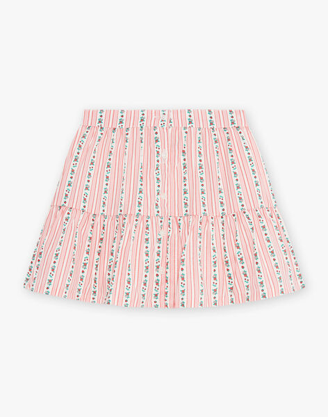 Child girl's ruffled skirt with stripes and flower print CUIJUPETTE / 22E2PFJ1JUP632