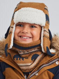 Boy camel jacquard knit capka with bear print BITETAGE / 21H4PGE3BON804