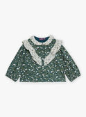 Emerald green blouse with floral print GACELIA / 23H1BF81CHE608