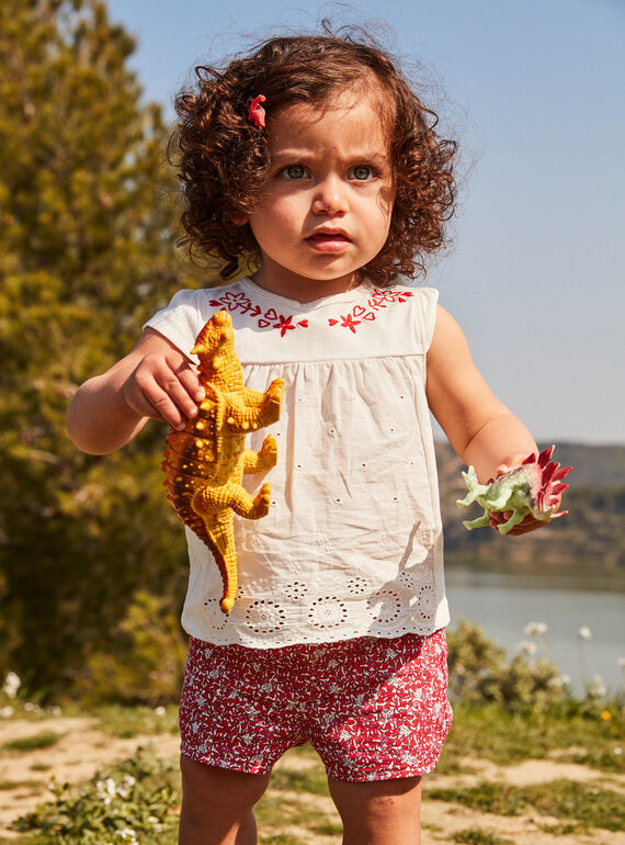 Baby girl ecru jersey blouse CAURALIE / 22E1BFP1TMC001