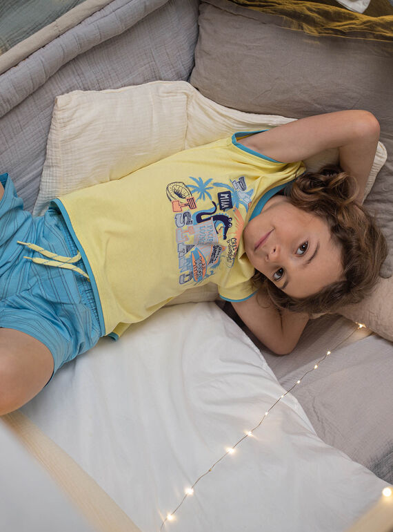 Blue and yellow pyjamas with crocodile print child boy CAPLAGE / 22E5PG51PYJB113