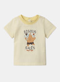 Ecru and orange striped jersey t-shirt with pastel marine animal motifs KAYVAN / 24E1BGS1TEEB116