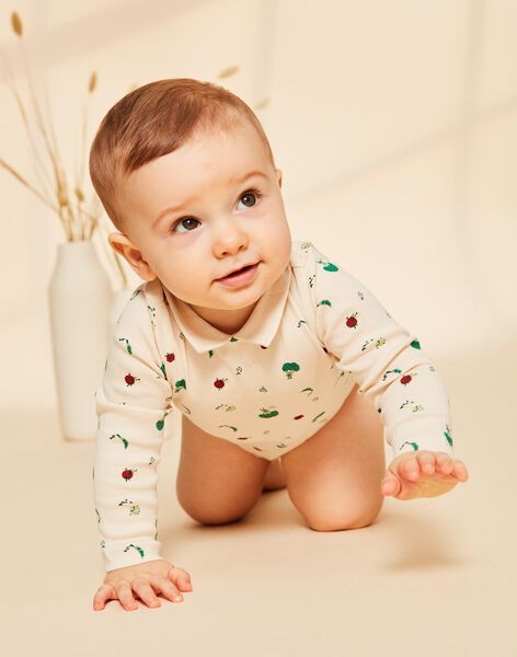 Vanilla bodysuit with fancy vegetable print FACUNCAN / 23E1BGB1BOD114