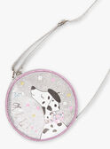 Baby girl's round silver shoulder bag with Dalmatian motif BEBAGETTE / 21H4PF21BES956