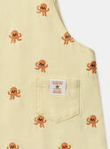 Baby chick yellow short overalls with orange octopus embroideries KAYANN / 24E1BGS1SACB116