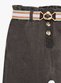 Child girl grey paperbag denim jeans with striped belt CLODETTE2 / 22E2PFF1JEAK004