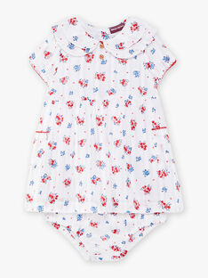 Baby girl ecru dress with flower print bloomer CAFLORE / 22E1BF82ROB001