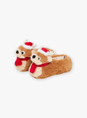 Brown slippers with 3D Christmas reindeer animation GRYNOELAGE / 23F10PG62PTD802