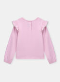 Marshmallow-pink T-shirt with ruffled shoulders KABOULETTE / 24E2PF31TML318