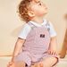 Short twill striped overalls