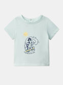 Pale Turquoise Turtle Printed Short Sleeve T-shirt KAVIRGIL / 24E1BGR1TEE203