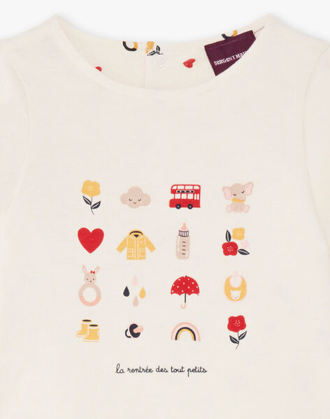 Baby girl ecru reversible T-shirt BAEMY / 21H1BF51TEE001