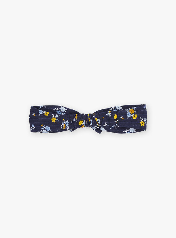 Navy blue bow headband with floral print GAELISA / 23H4BF91BAN070