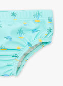 Turquoise swim diaper with floral print KISAIF / 24E4BGG1MM1203