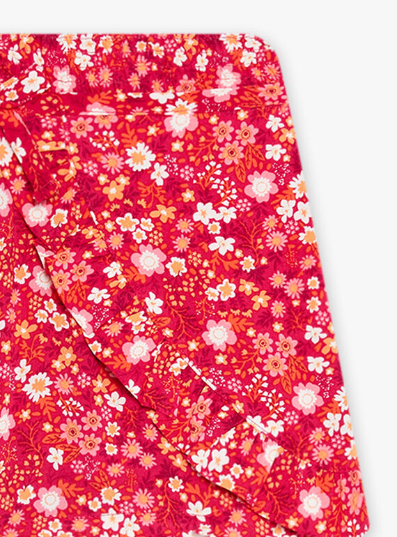 Fuchsia shorts with flower print child girl CAUSHOETTE 1 / 22E2PFT3SHO304