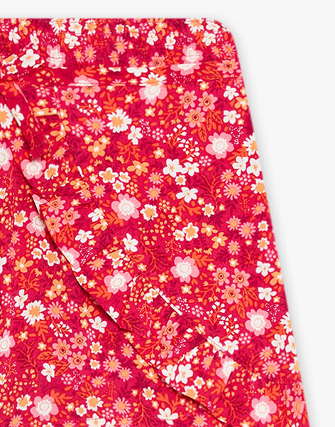 Fuchsia shorts with flower print child girl CAUSHOETTE 1 / 22E2PFT3SHO304