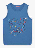 Blue tank top with shark design child boy CYDEBAGE1 / 22E3PGT1DEBC240