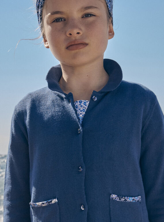 Blue cardigan in jersey knit LECARDETTE / 24H2PFJ1CARC233