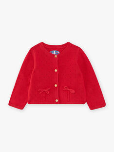 Baby girl red openwork cardigan CAFELICE / 22E1BF82CAR050
