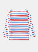 Striped Seagull Embroidered T-shirt KERAYAGE / 24E3PG41TML009