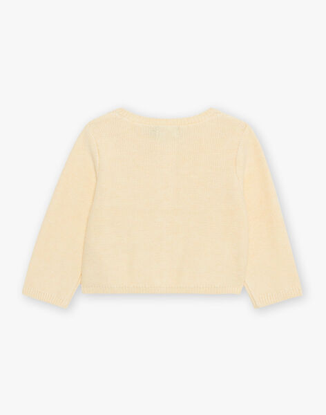 Pastel yellow openwork knitted cardigan FABONNY / 23E1BF81CAR114