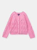 Dark pink cable-knit cardigan KARDETTE / 24E2PF31CARD312