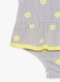 Navy and yellow 1-piece swimsuit with stripes and sun print FITINA / 23E4BFM2MAIA001