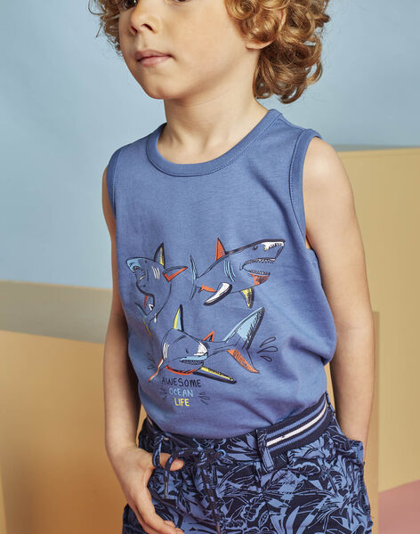 Blue tank top with shark design child boy CYDEBAGE1 / 22E3PGT1DEBC240