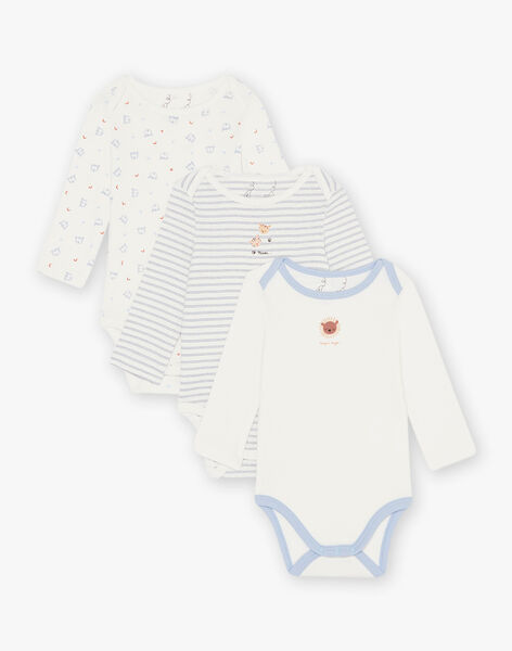 Lot of 3 assorted tigers and lions bodysuits in organic cotton baby boy CEJEAN / 22E5BGD2BDL001