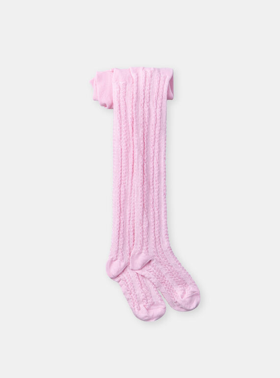 Pink marshmallow knitted tights KABAZETTE / 24E4PF32COL318
