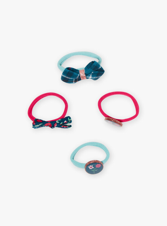 Set of 4 matching elastic bands with flowers and bows for girls BICOUETTE / 21H4PFS1ELA714