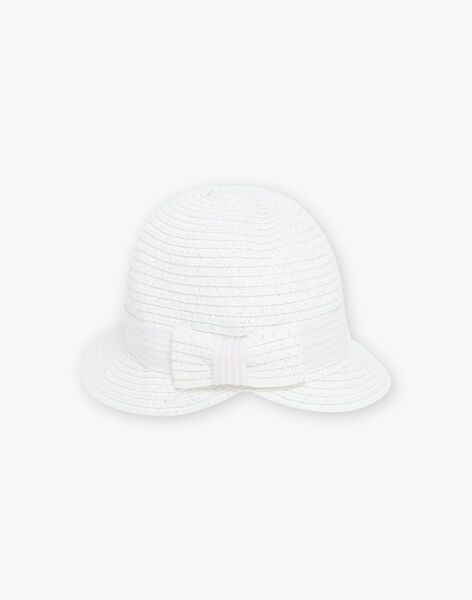 Baby girl white and pink straw hat with bow CAJESS / 22E4BFH1CHA001