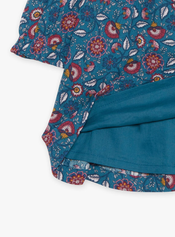 Blue duck dress with floral print DAMAURINE / 22H1BFU1ROB714