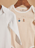 3 ecru bodysuits in organic cotton with stripes, animal and animal prints GEMARTIN / 23H5BG31BDL001