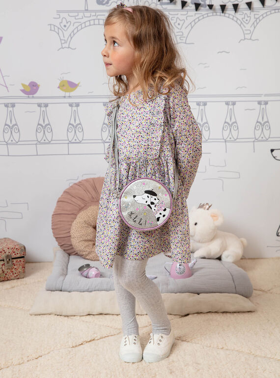 Baby girl's round silver shoulder bag with Dalmatian motif BEBAGETTE / 21H4PF21BES956
