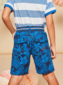 Blue fleece Bermuda shorts with foliage print FRITOAGE / 23E3PGK2BER705