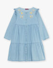 Blue denim dress with floral embroidery FADENETTE / 23E2PF81ROBP272
